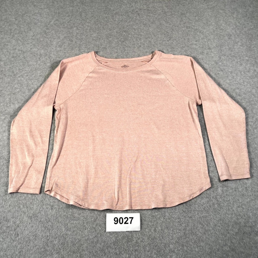 St John's Bay Shirt Womens 2XL Petite Pink Stretch Long Sleeve Round Neck Casual